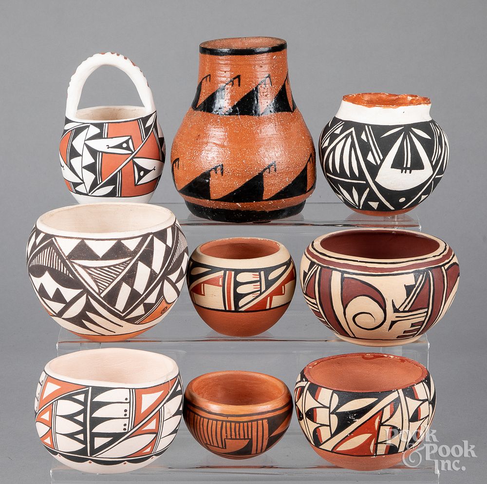 Appraisal: Eight southwestern Indian pottery vessels Eight southwestern Indian pottery vessels