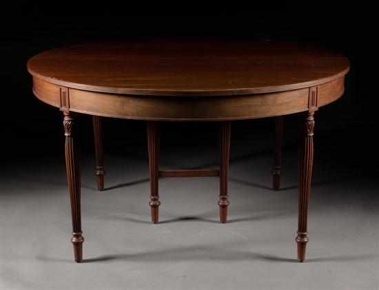 Appraisal: Potthast Brothers Federal style carved mahogany round dining table Baltimore