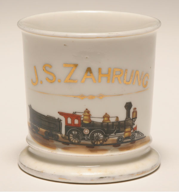 Appraisal: Occupational shaving mug Locomotive Gilt trim Good condition minor wear