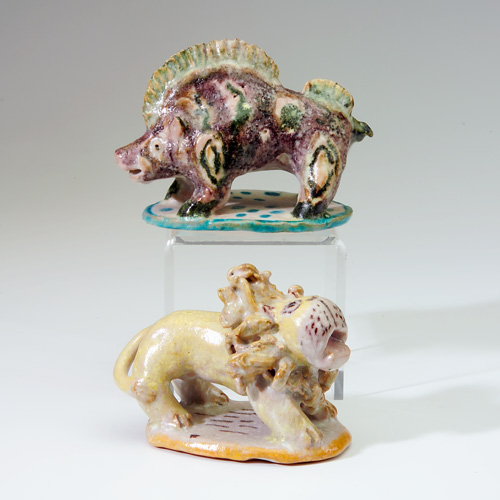 Appraisal: GAMBONE Two animal figures of a lion and a wart