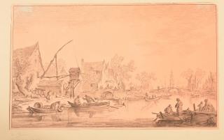 Appraisal: School of Jan van Goyen Dutch Village Etching Etching on