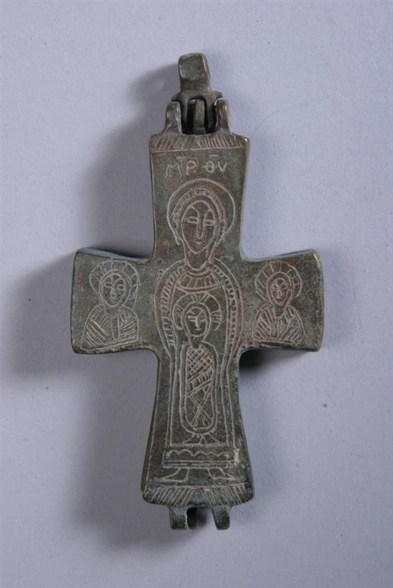 Appraisal: BYZANTINE RELIQUARY BRONZE CROSS Circa th century A D -