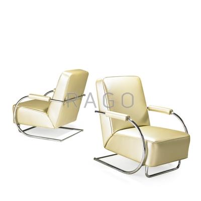 Appraisal: LOUIS SOGNOT Attr - Pair of reclining lounge chairs France