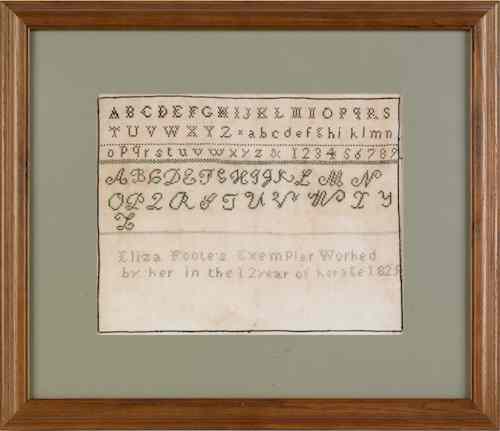 Appraisal: Eliza Foote's needlework sampler dated x