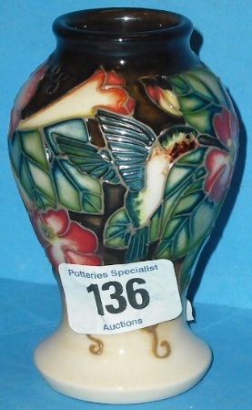 Appraisal: Moorcroft Trial Vase decorated with Humming Bird and Flowers Height