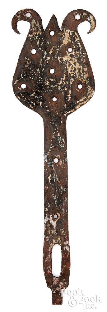 Appraisal: Pennsylvania wrought iron tulip-form hasp th c Pennsylvania wrought iron