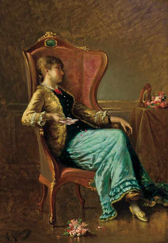 Appraisal: ALFRED STEVENS British - ''The Love Letter'' oil on canvas