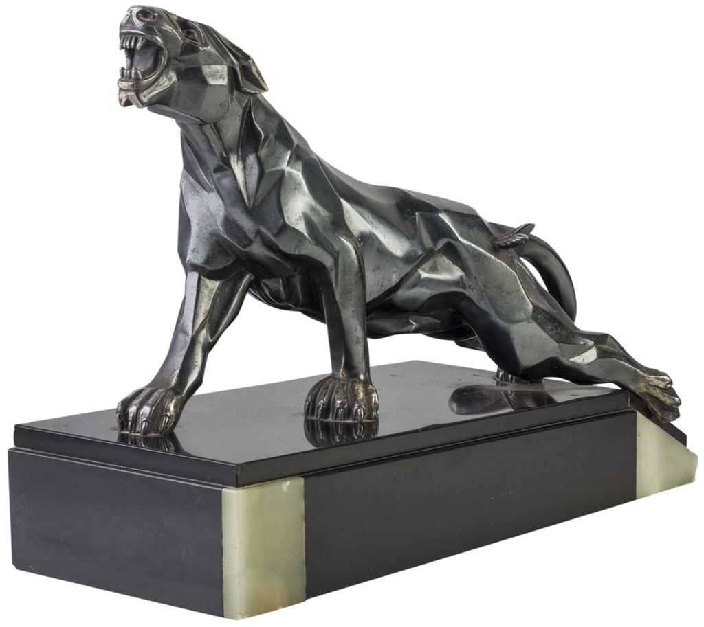 Appraisal: A NOTARI ART DECO PATINATED SPELTER FIGURE OF A PANTHER