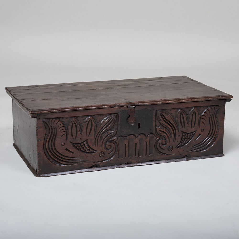 Appraisal: Charles II Carved Oak Bible Box x x in Condition