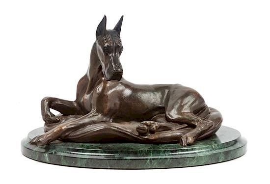 Appraisal: A Bronze Great Dane Sculpture Height x width x depth