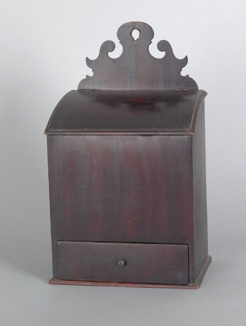 Appraisal: English mahogany hanging pipe box early th c with a