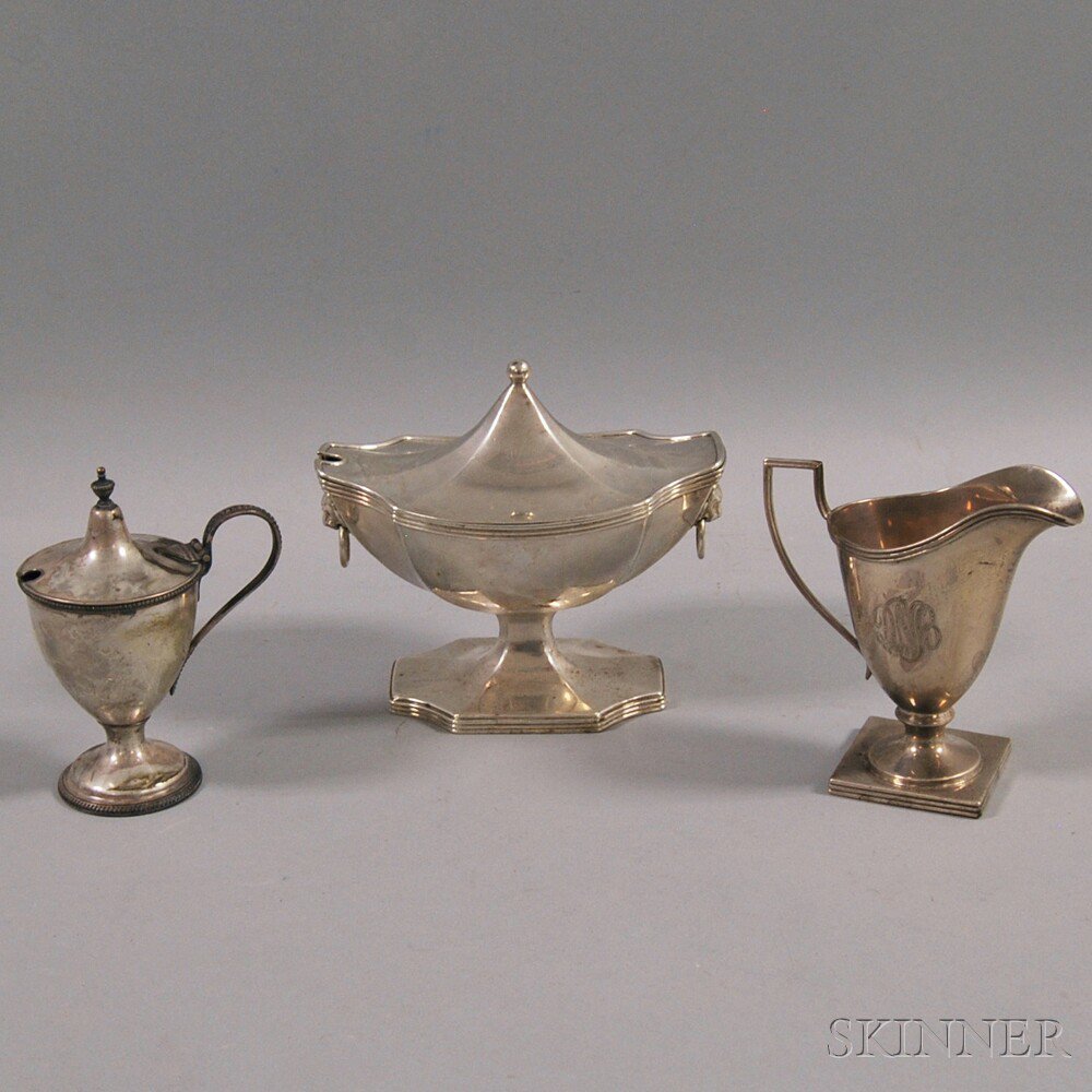 Appraisal: Three Pieces of Sterling Silver and Silver-plated Tableware a Watson