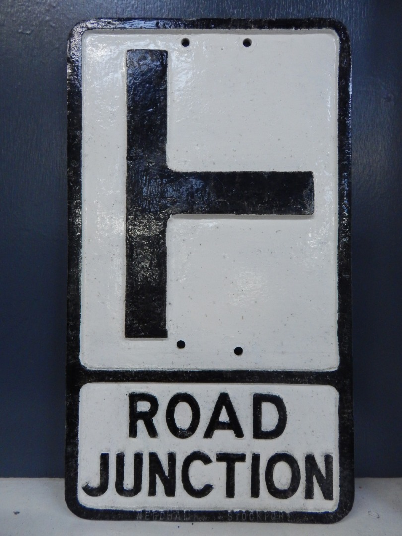 Appraisal: A cast aluminium Road Junction sign marked Needham of Stockport