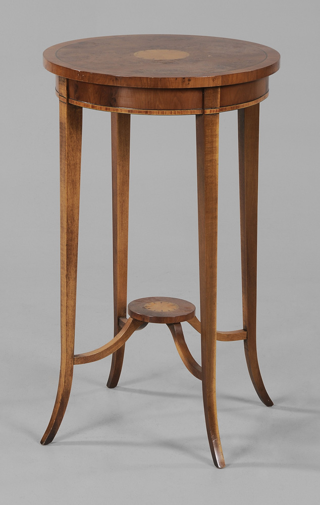 Appraisal: George III Style Inlaid Yew Wood Stand modern yew wood