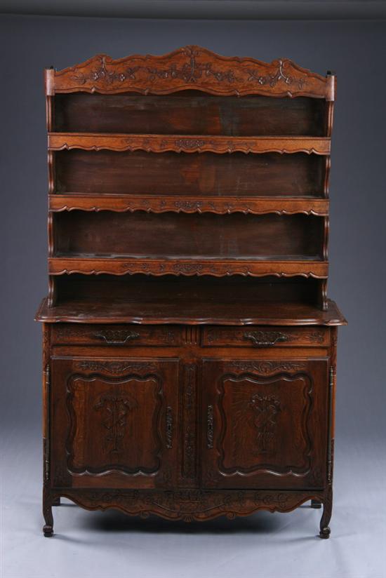 Appraisal: LOUIS XV STYLE BUFFET A DEUX CORPS th century oak