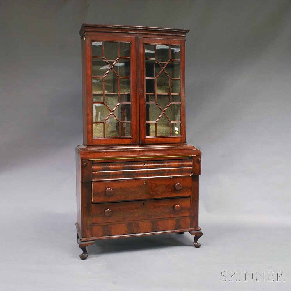 Appraisal: Classical Mahogany Glazed Desk and Bookcase America early th century