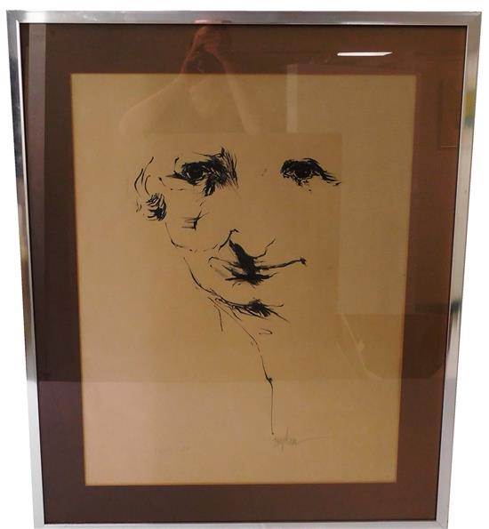 Appraisal: Leonard Baskin American - lithograph Fuseli minimalist portrayal of artist