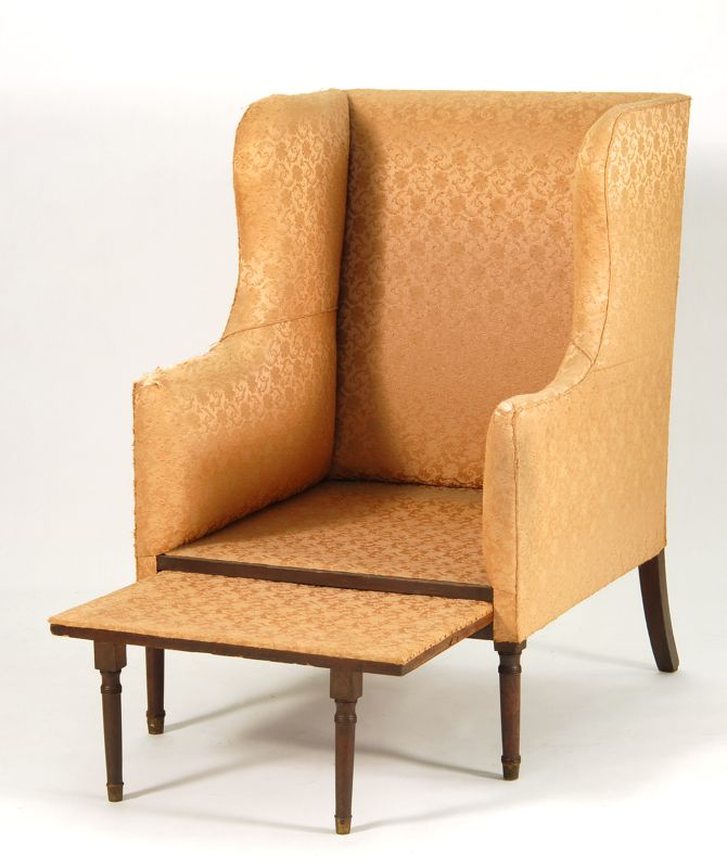 Appraisal: RARE AND UNUSUAL ANTIQUE AMERICAN SHERATON WING CHAIR Circa In