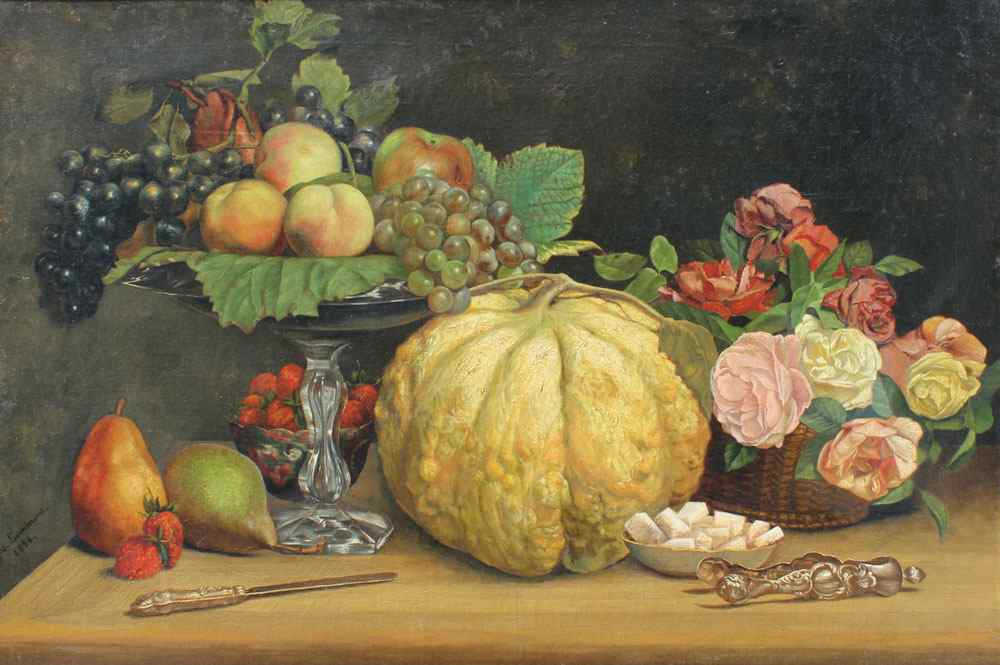 Appraisal: LEMMENS Joseph European th C Still Life with Luscious Fruits