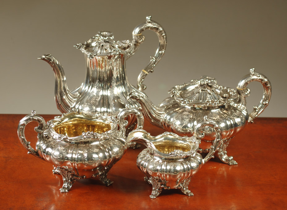 Appraisal: GEORGE III STERLING SILVER COFFEE TEA SET four pieces hallmarked