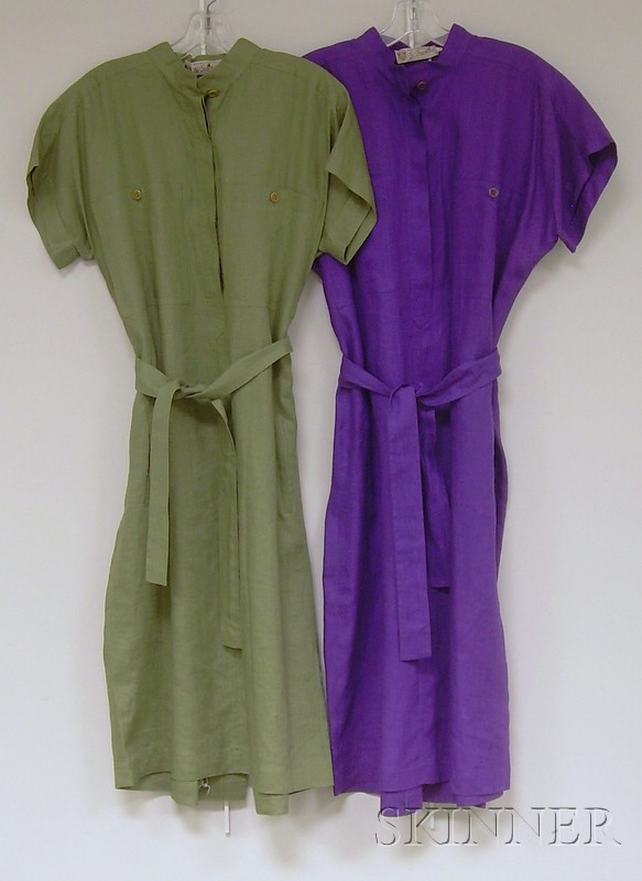 Appraisal: Two Linen Dresses with Matching Belts Gucci sizes and Good