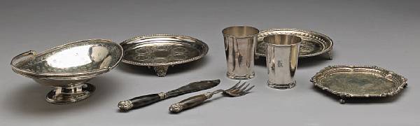 Appraisal: A quantity of plated table articles and flatware Including cylindrical