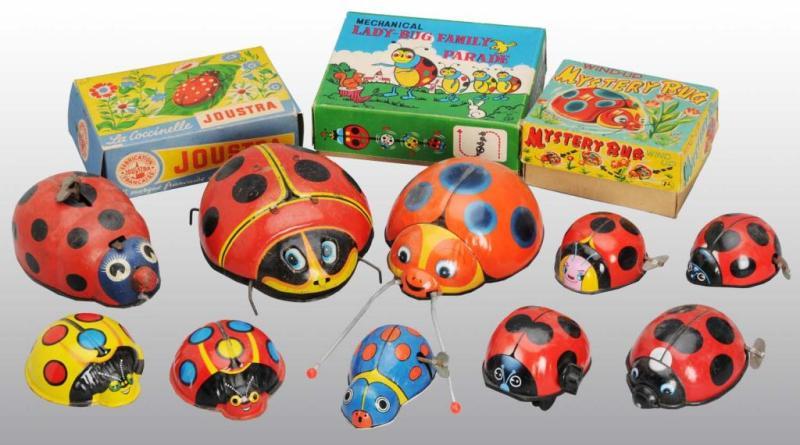 Appraisal: Lot of Lady Bug Friction Wind-Up Toys Description American French