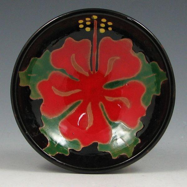 Appraisal: Ajoupa Studio bowl with red flower Signed Ajoupa Mint wide