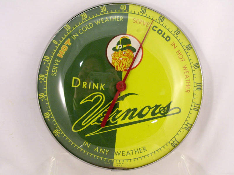 Appraisal: Drink Vernor's Advertising Thermometer Green and yellow design Slogan reads