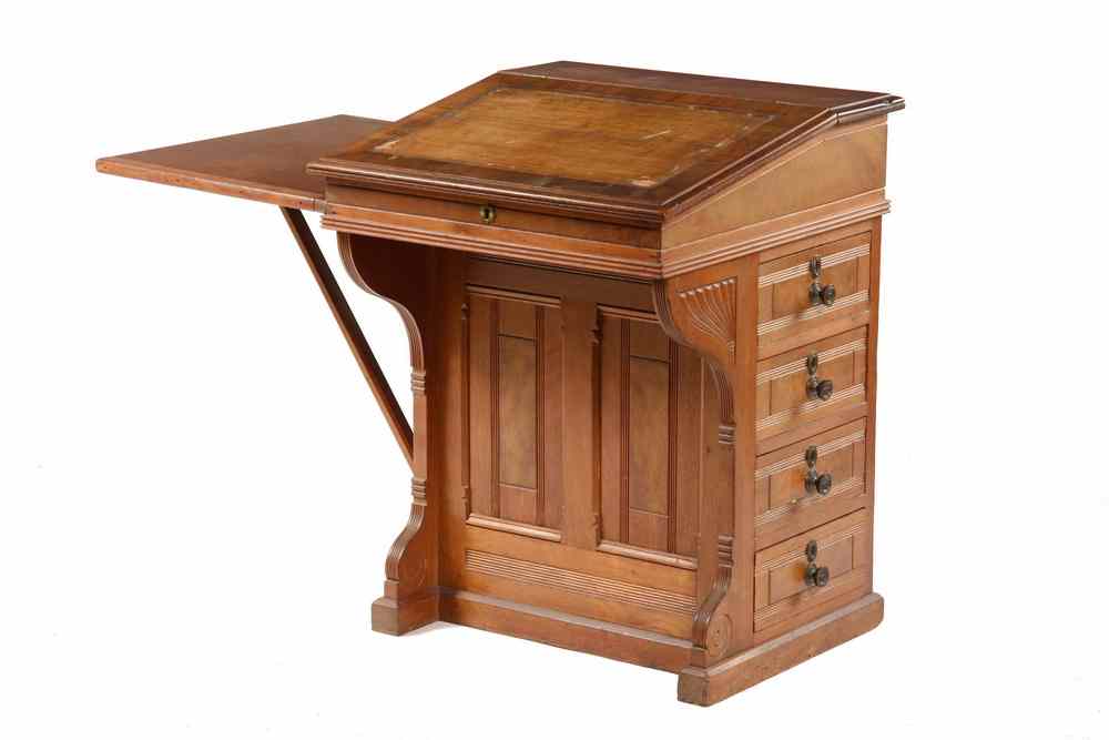 Appraisal: DAVENPORT DESK - American Walnut and Mahogany Veneer Davenport Desk