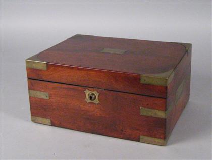 Appraisal: English brass bound mahogany box mid th century The rectangular