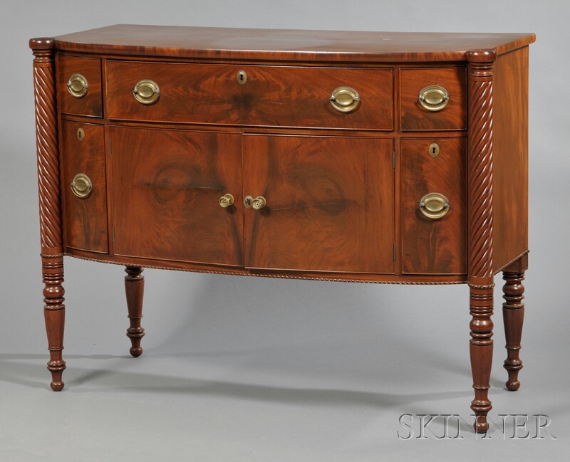 Appraisal: Classical Carved Mahogany Bowfront Sideboard probably Massachusetts c - the