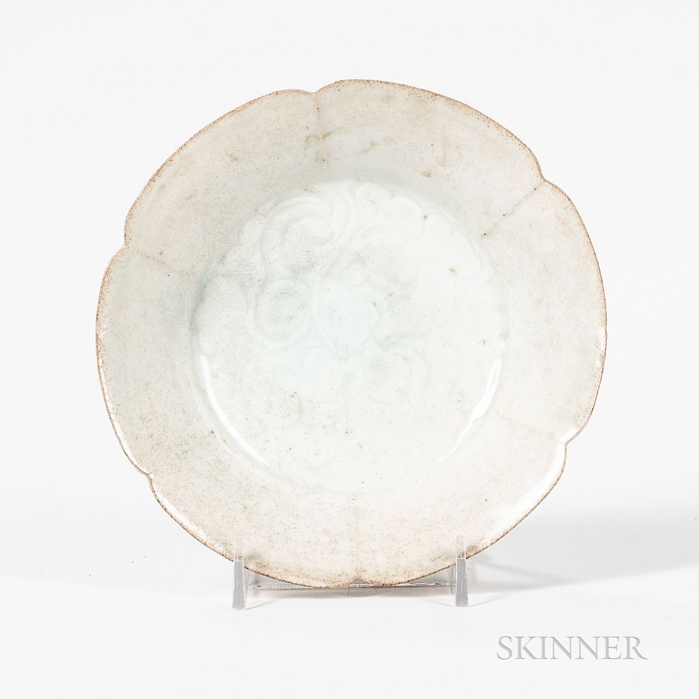 Appraisal: Qingbai Dish Qingbai Dish China possibly Song dynasty with six-petaled