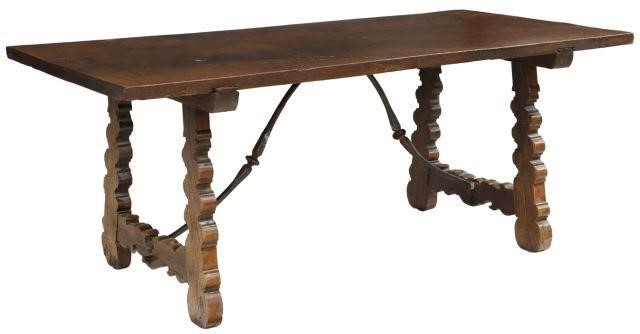 Appraisal: Spanish Baroque style oak table th c having rectangular top