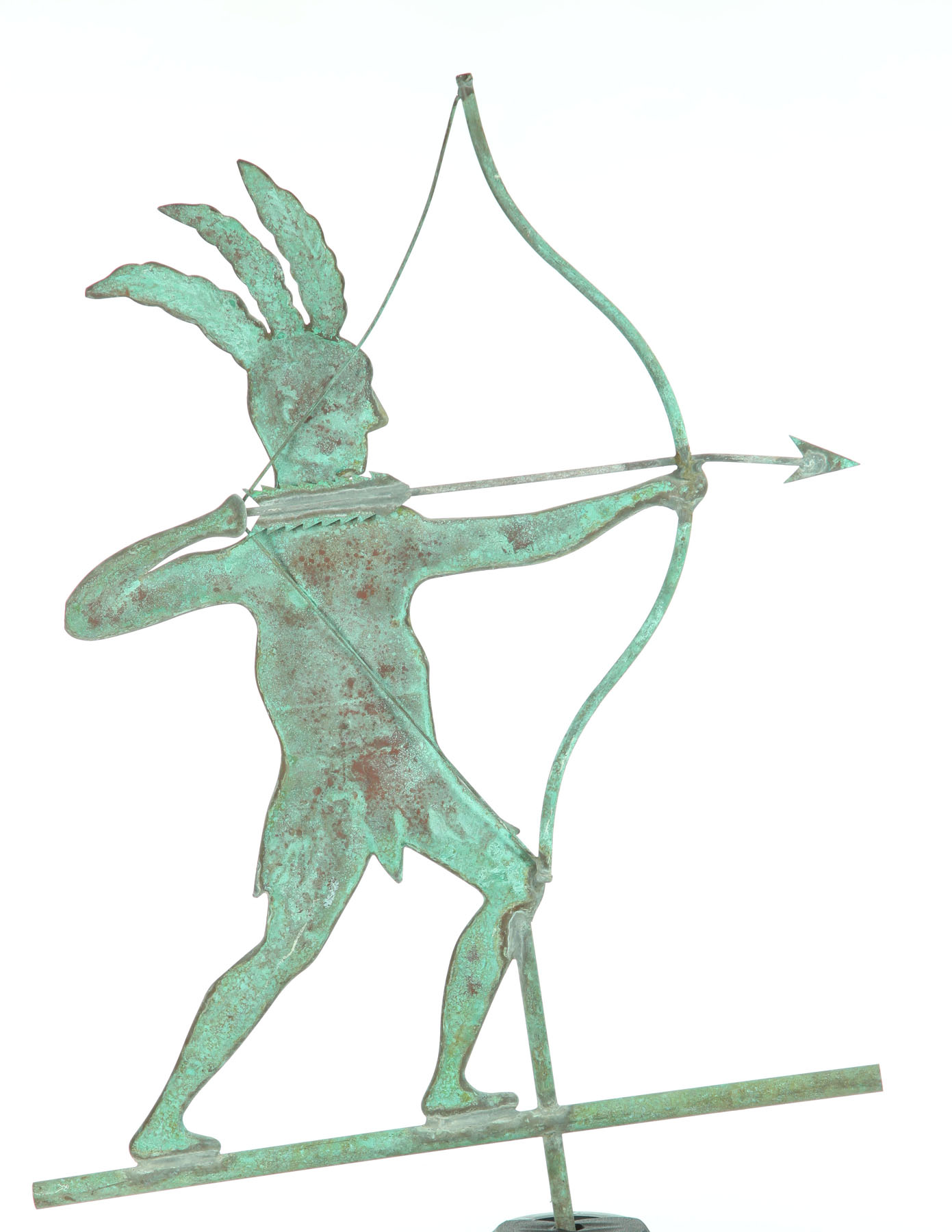 Appraisal: WEATHERVANE American th century copper Indian with bow and arrow