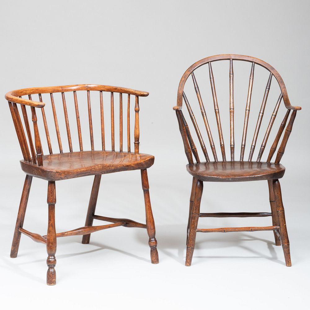 Appraisal: English Elm Ash and Beechwood Windsor Chair and Another The