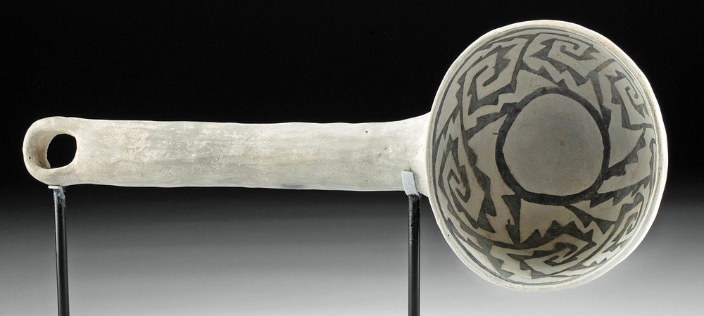 Appraisal: Anasazi Black-on-White Pottery Ladle w TL Native American Southwest United