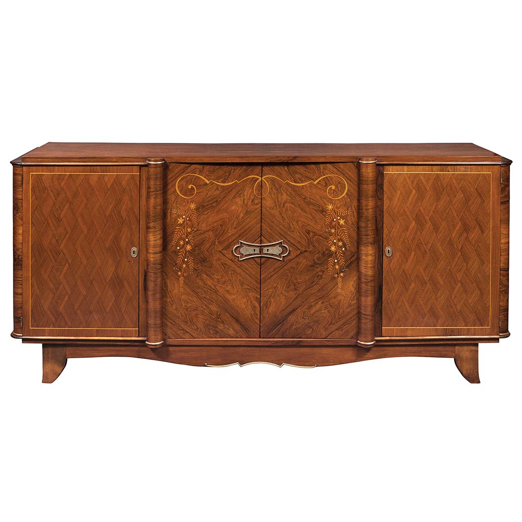 Appraisal: Art Deco Gilt-Metal Mounted Marquetry and Mother-of-Pearl Inlaid Walnut Side