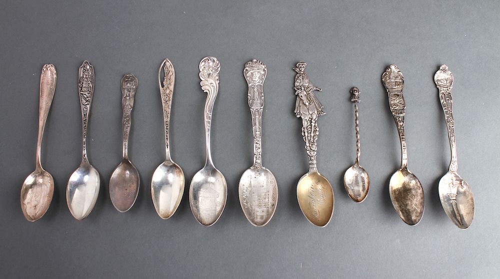 Appraisal: Silver Souvenir Spoons U S Cities Group of Group of