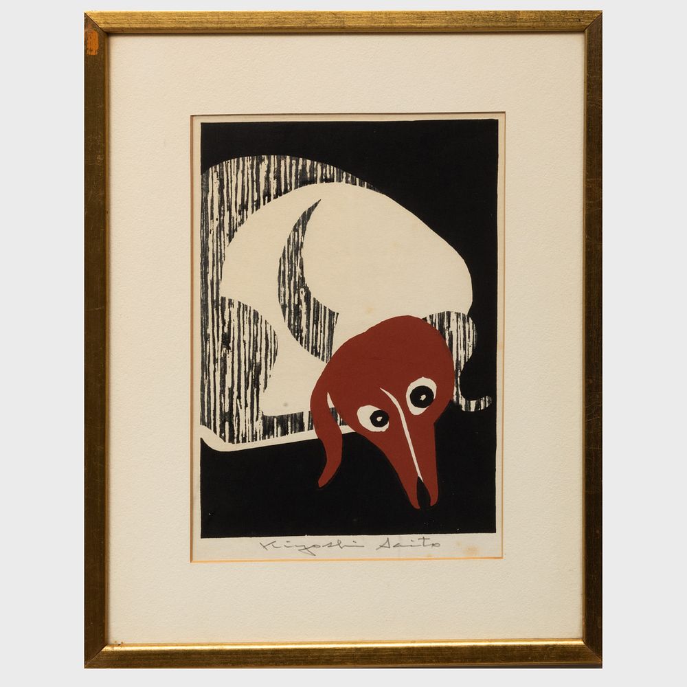 Appraisal: Kiyoshi Saito - Dog Sitting and Dog Resting Two woodcuts