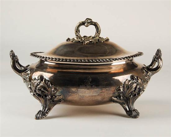 Appraisal: A th C Silverplate Tureen probably English oval having a