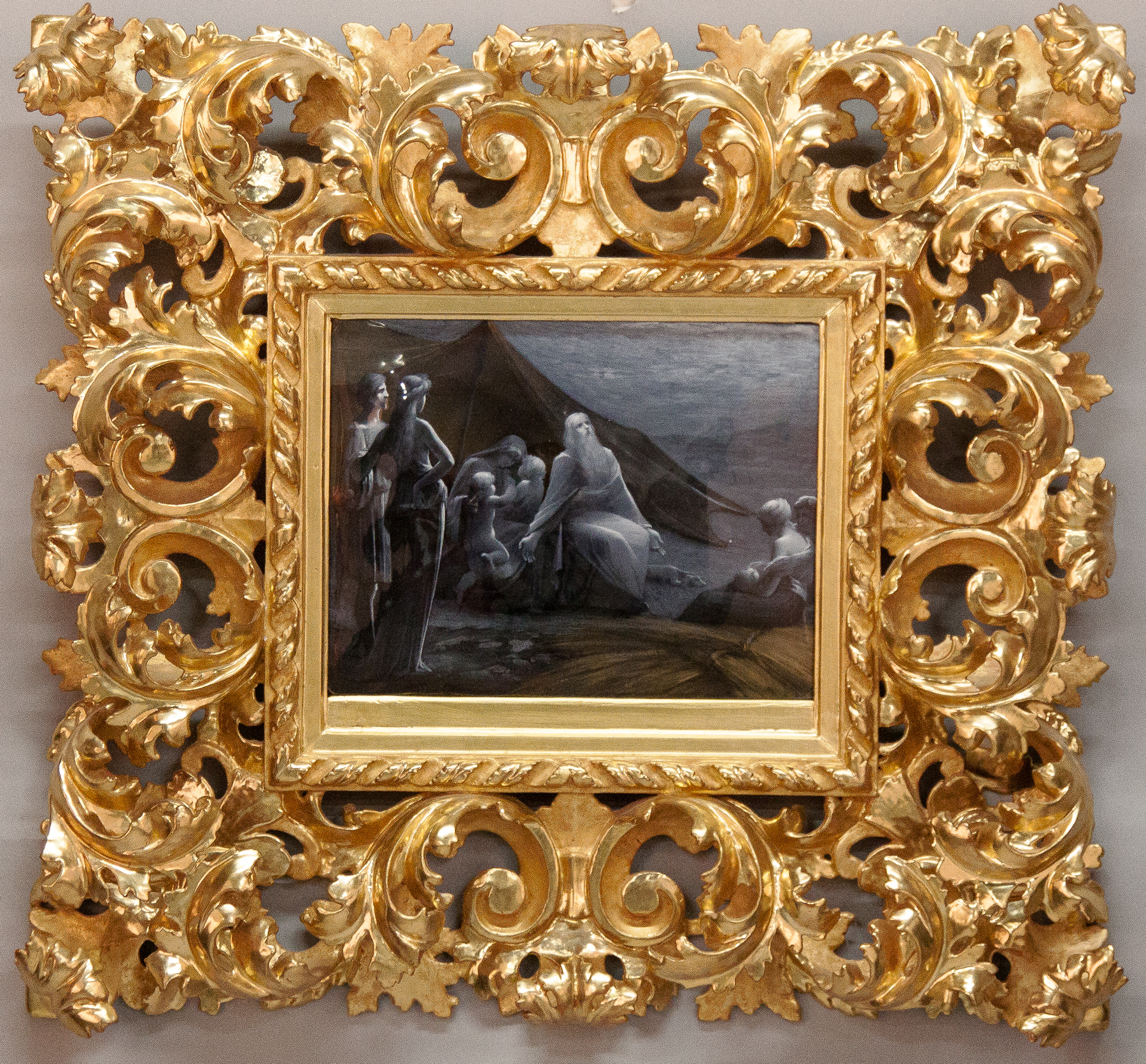 Appraisal: Carved and Gilt Wood Frame with an Enamel on Copper