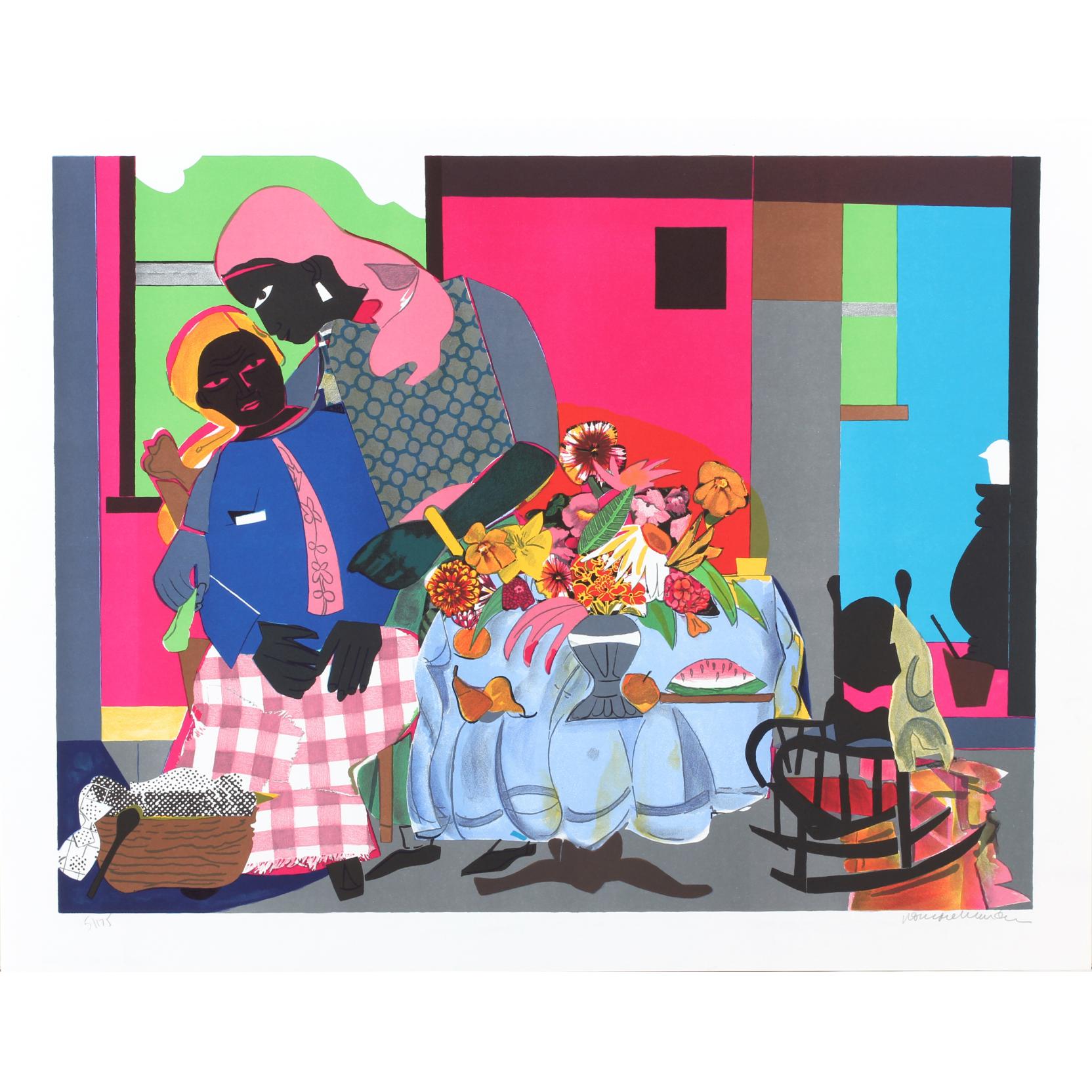 Appraisal: Romare Bearden Am - Morning color lithograph on wove paper