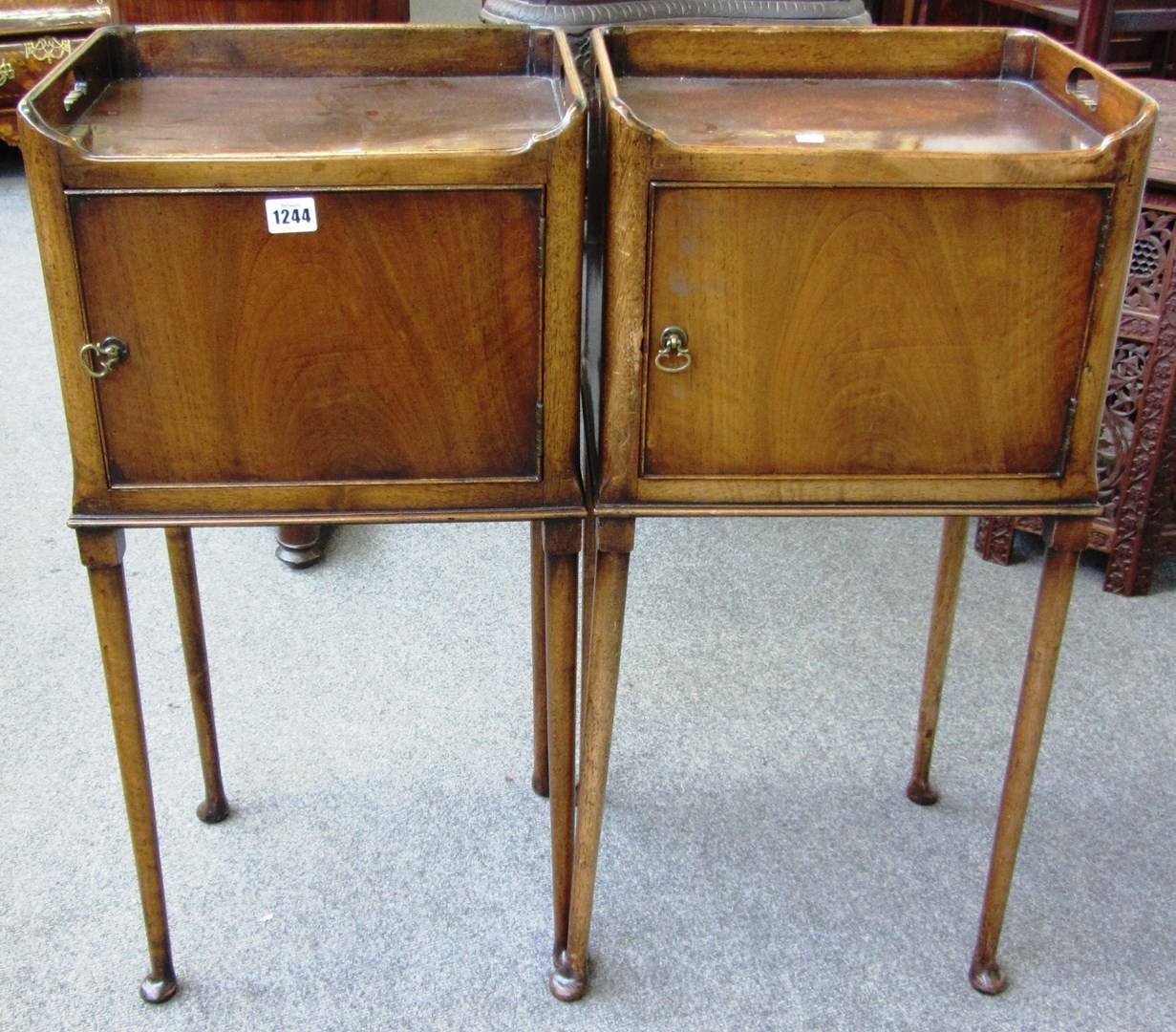 Appraisal: A pair of th century style tray top night stands