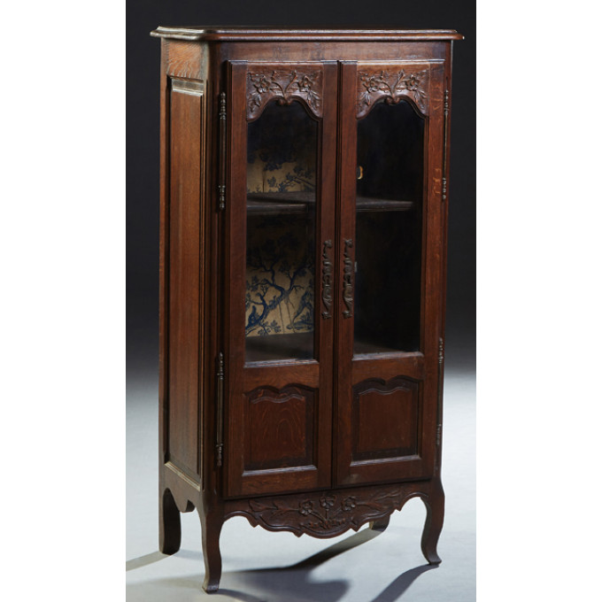 Appraisal: Diminutive French Provincial Louis XV Style Carved Oak Bookcase early