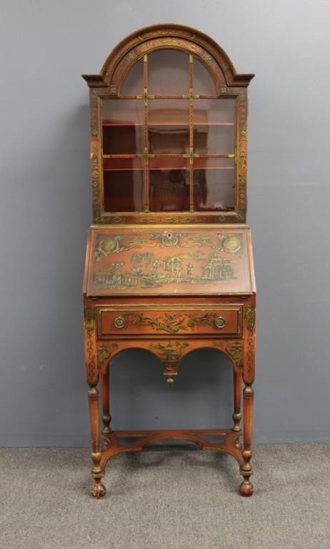 Appraisal: John Wannamaker chinoiserie' decorated one piece secretary bookcase signed 'W