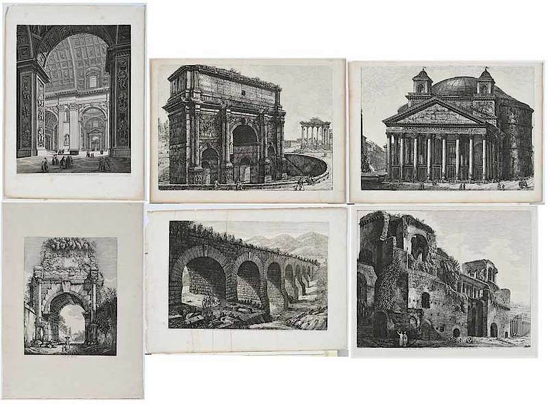 Appraisal: Luigi Rossini Italian - Six architectural plates from Le Antichita