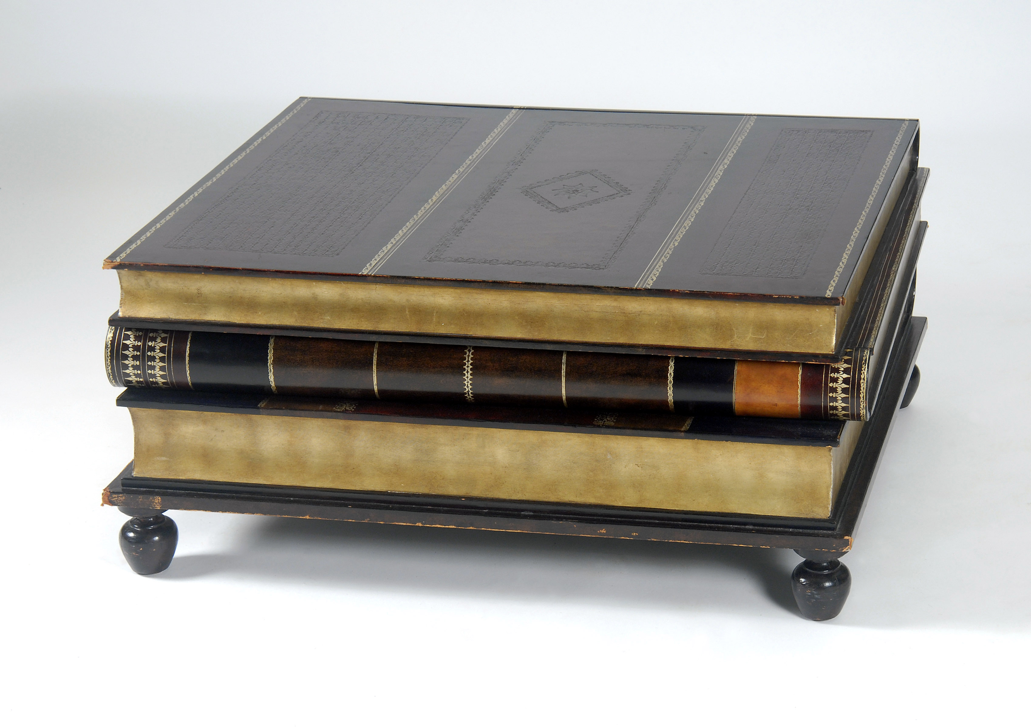 Appraisal: COFFEE TABLE IN THE FORM OF THREE STACKED BOOKS Top