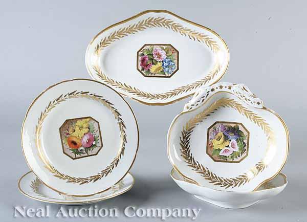 Appraisal: An Antique English Porcelain Partial Dessert Service c gilt wheat