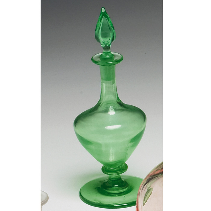 Appraisal: Steuben perfume bottle and stopper Pomona green h